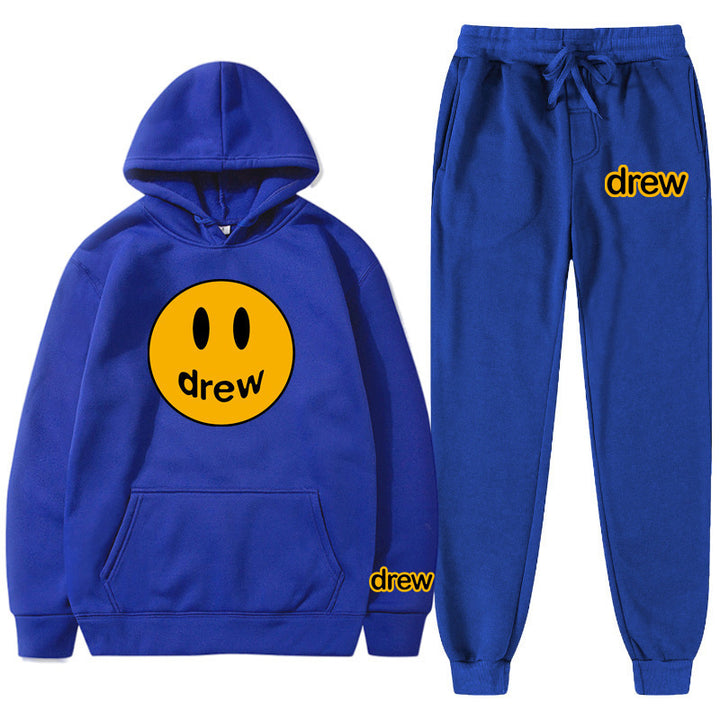 Unisex nan zweiteiliges Lounge-Set aus French-Terry mit Smiley-Print Kapuzenpullover und tapered Jogginghose Echo Archiv