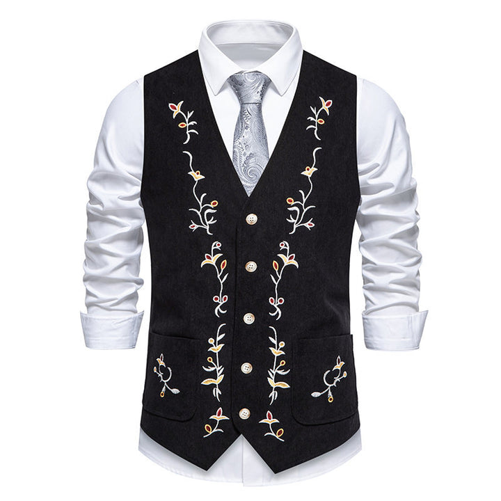 Herren elegante Weste mit floralem Design und praktischen Taschen Echoarchiv