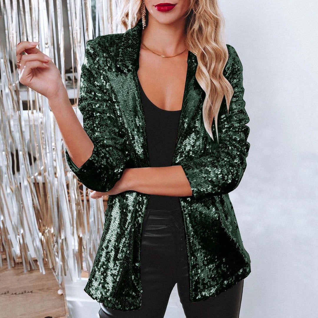 Damen Paillettenjacke mit weitem Schnitt und eleganten Details Echoarchiv