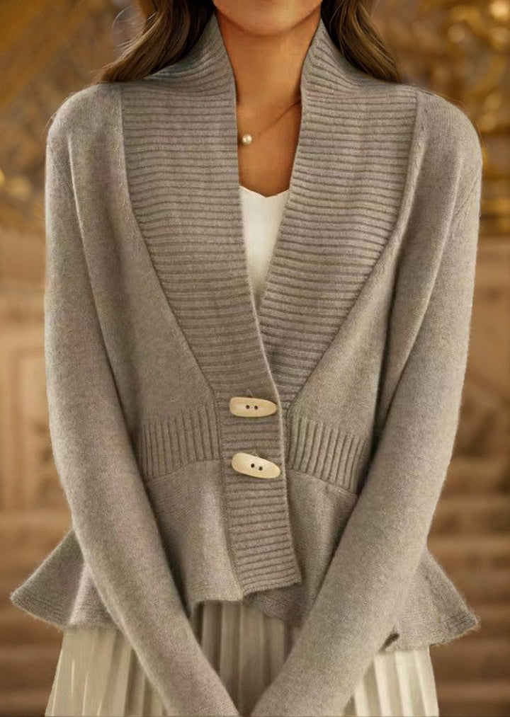 Damen nan kuscheliger Strickcardigan mit Schalkragen, gerippter Blende und schmalem Schößchen Echo Archiv