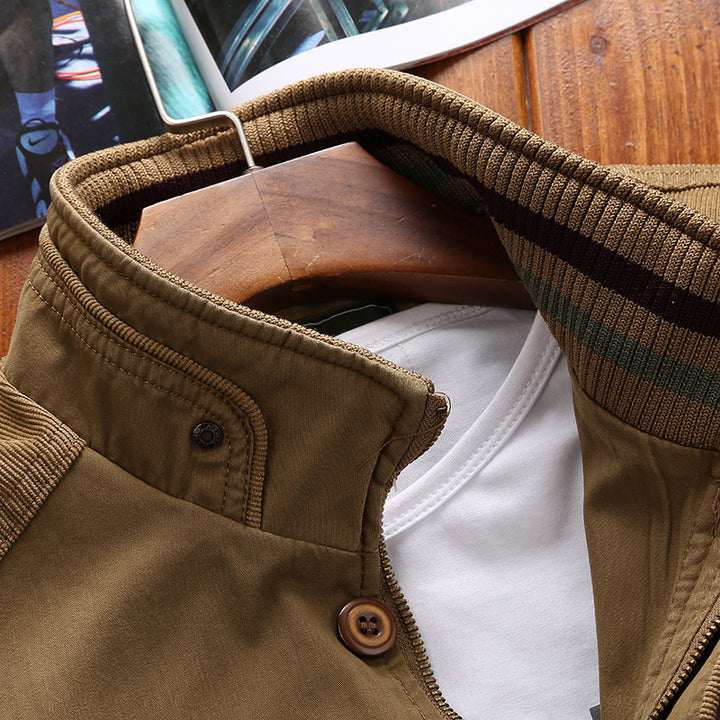 Herren Harrington-Style Übergangsjacke mit Stehkragen und gerippten Bündchen Echoarchiv
