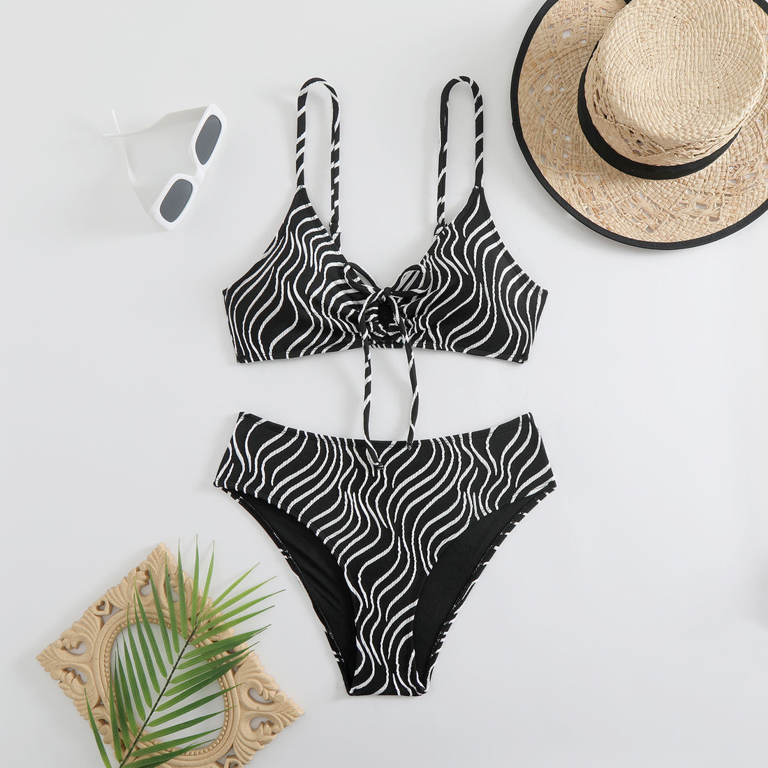 Damen Zweiteiliger Bikini mit verspieltem Wellenmuster – Maréssa