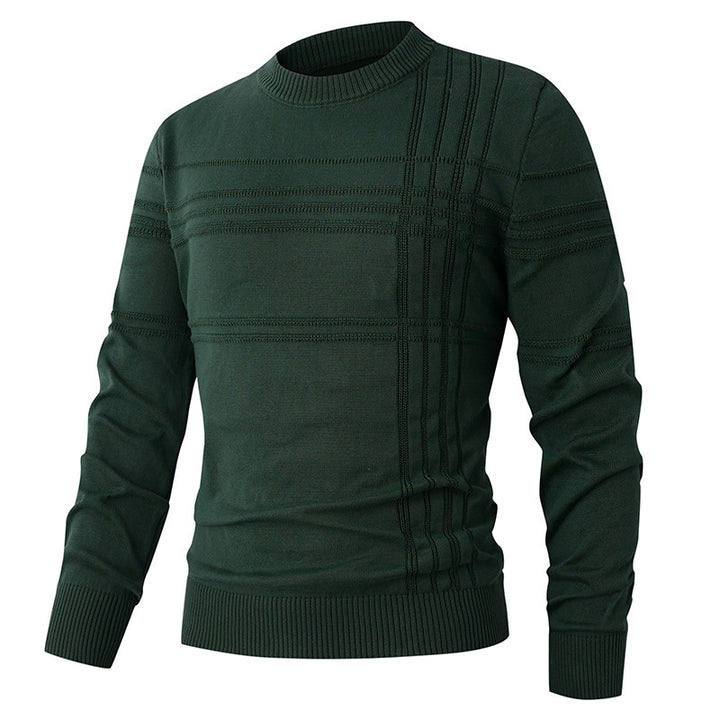 Herren nan Feinstrick-Pullover Rundhals mit geprägter Streifenstruktur und schmaler Silhouette Echo Archiv