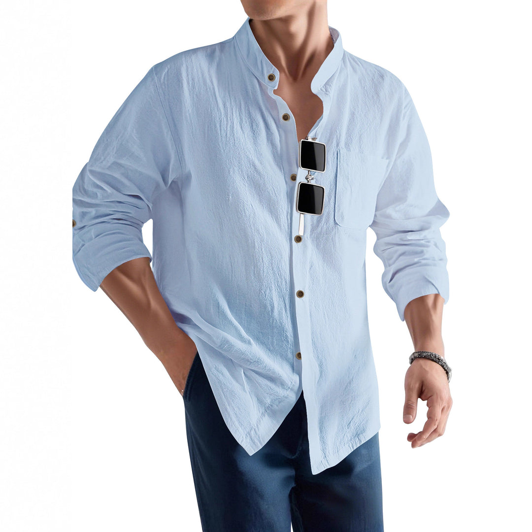 Herren Legeres Langarmhemd mit Henley-Ausschnitt Echoarchiv