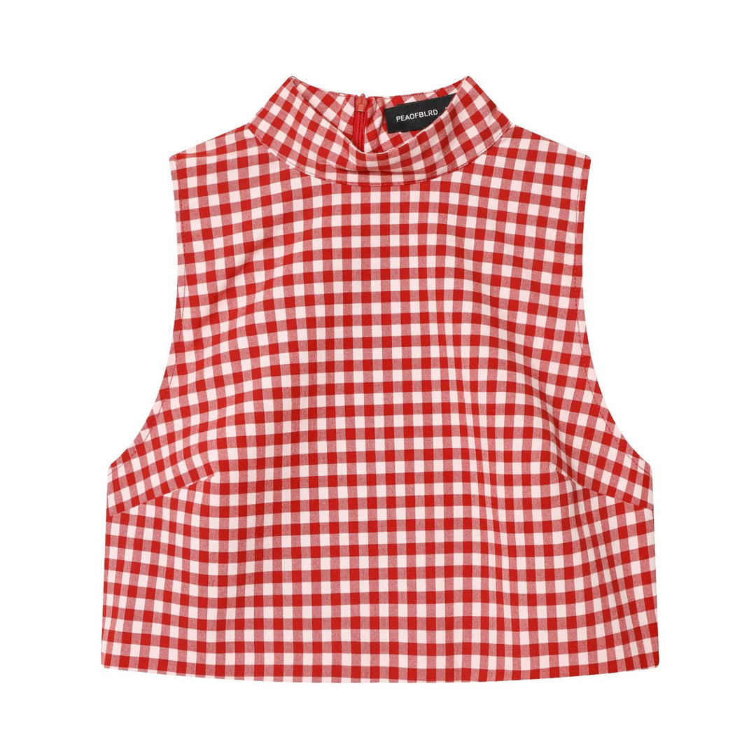 Damen Highwaist Karierte Hose mit Umschlagbund und weitem Bein Echo Archiv