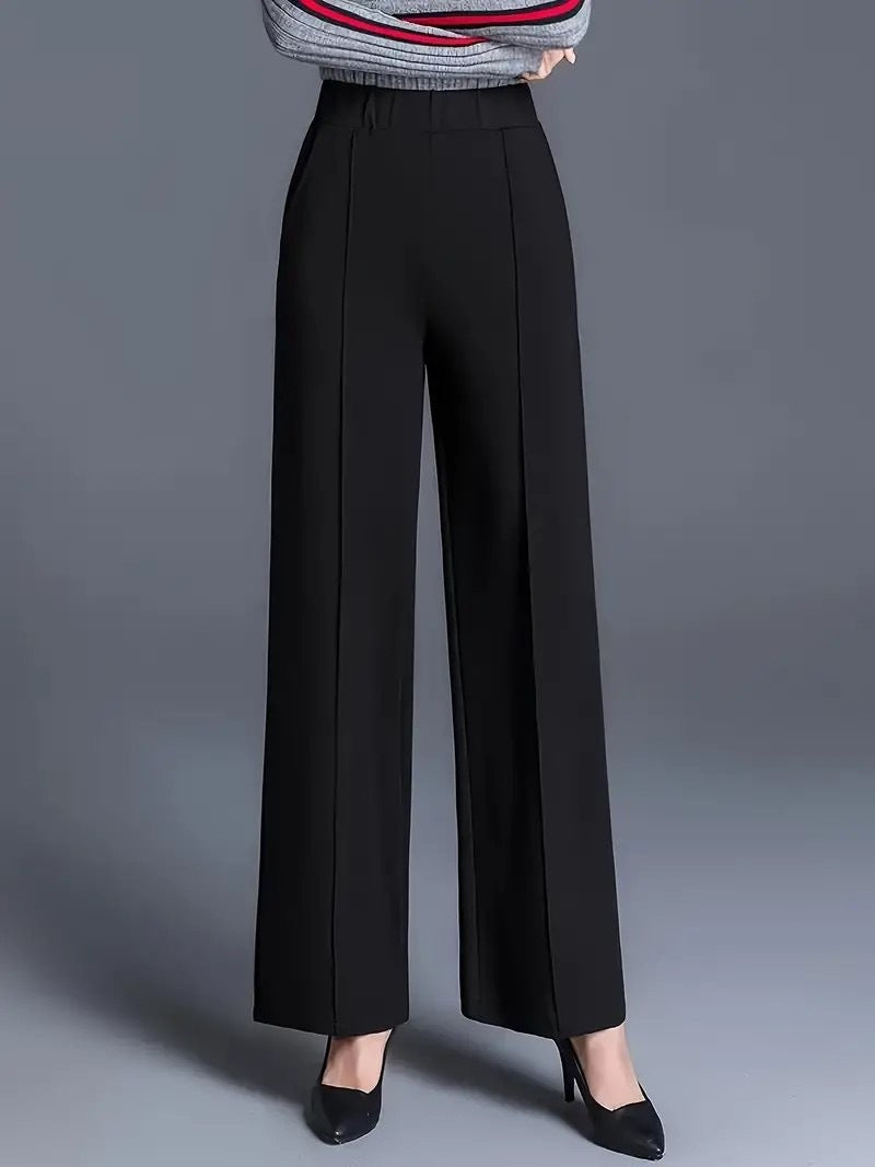 Damen Elegante hochtaillierte Palazzo-Hose mit Bügelfalte und weitem Bein Echoarchiv
