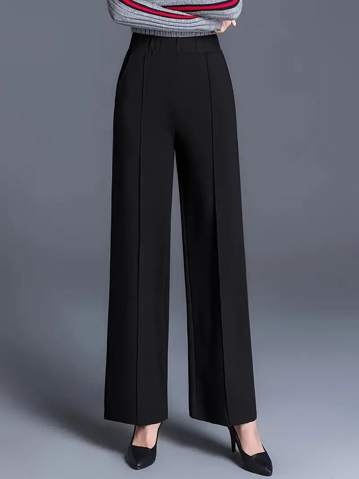 Damen Elegante hochtaillierte Palazzo-Hose mit Bügelfalte und weitem Bein Echoarchiv