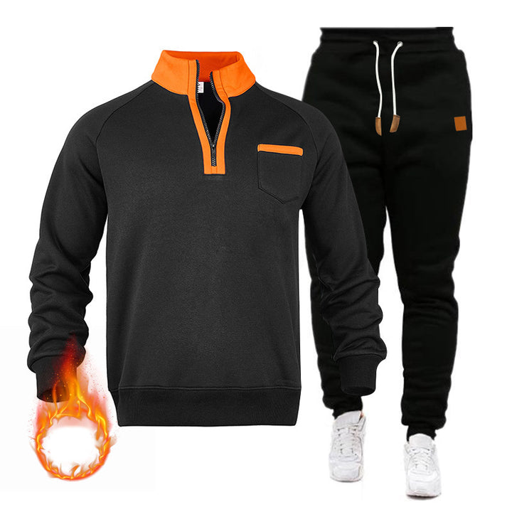 Herren Sweatshirt und Jogginghose Set mit modernem Stehkragen und praktischer Brusttasche Echoarchiv