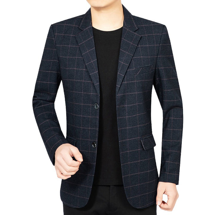 Herren Kariertes Slim-Fit City-Blazer mit Fensterkaro und Pattentaschen – Tianoro