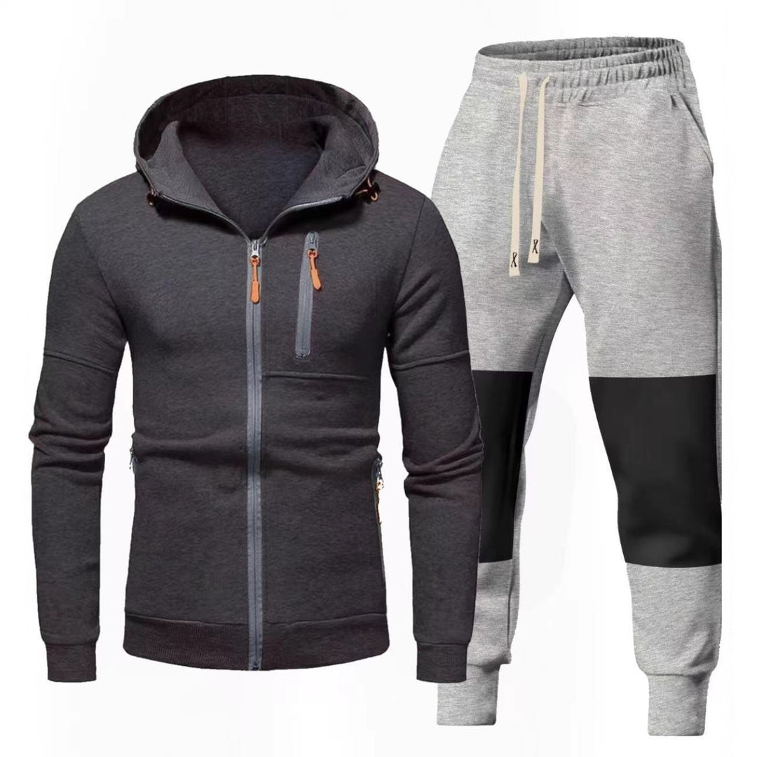 Herren Sportliches Hoodie- und Jogginghose-Set mit Funktionalen Reißverschlusstaschen Echoarchiv