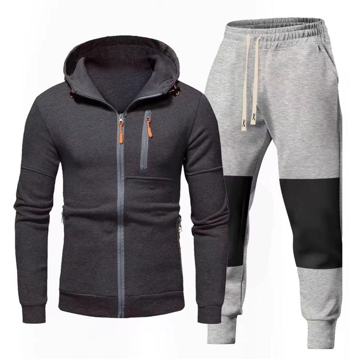 Herren Sportliches Hoodie- und Jogginghose-Set mit Funktionalen Reißverschlusstaschen Echoarchiv