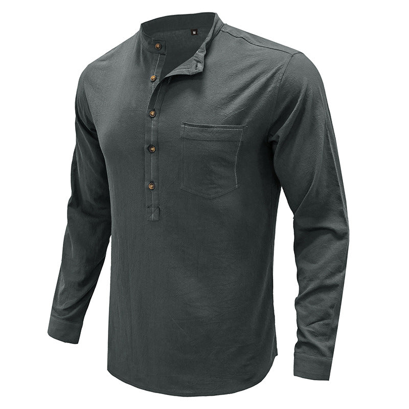 Herren Langarm-Henley-Shirt mit strapazierfähiger Baumwollmischung und modischer Knopfleiste Echoarchiv