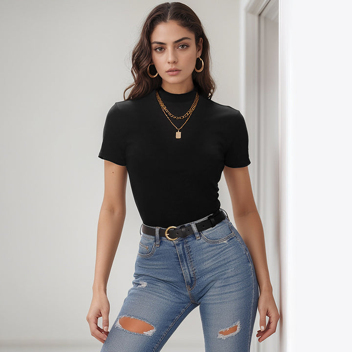 Damen High-Waist Straight-Jeans mit Destroyed-Kniepartie und schmaler Hüftpassform Echoarchiv