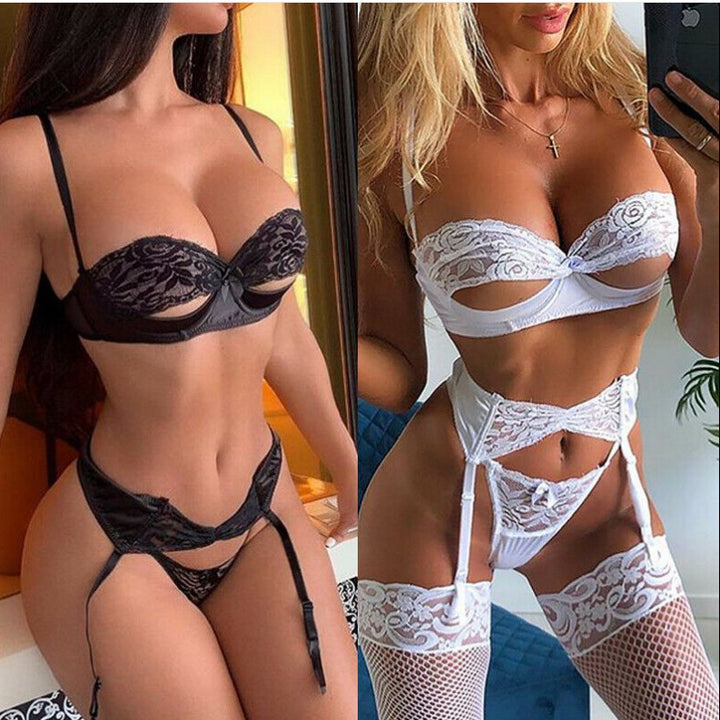 Damen Verführerisches Spitzen-Bustier-Set mit zarten Riemchen und sexy Höschen Echo Archiv