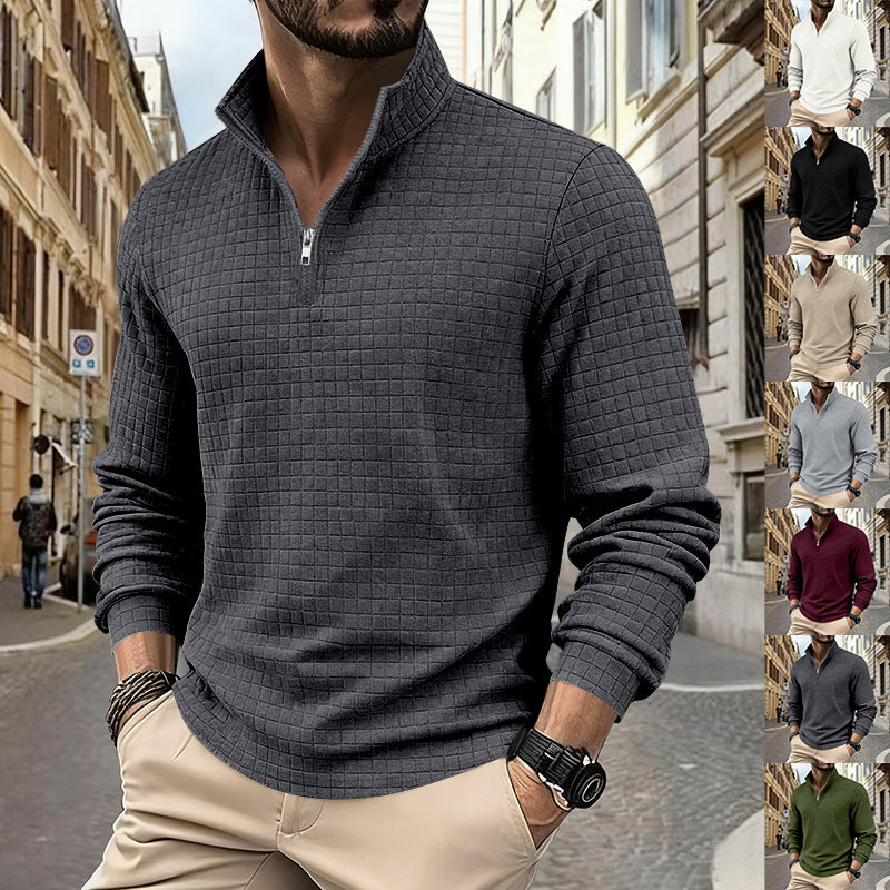Herren stylisches Fleece-Hemd mit Reißverschluss und strukturiertem Design Echoarchiv