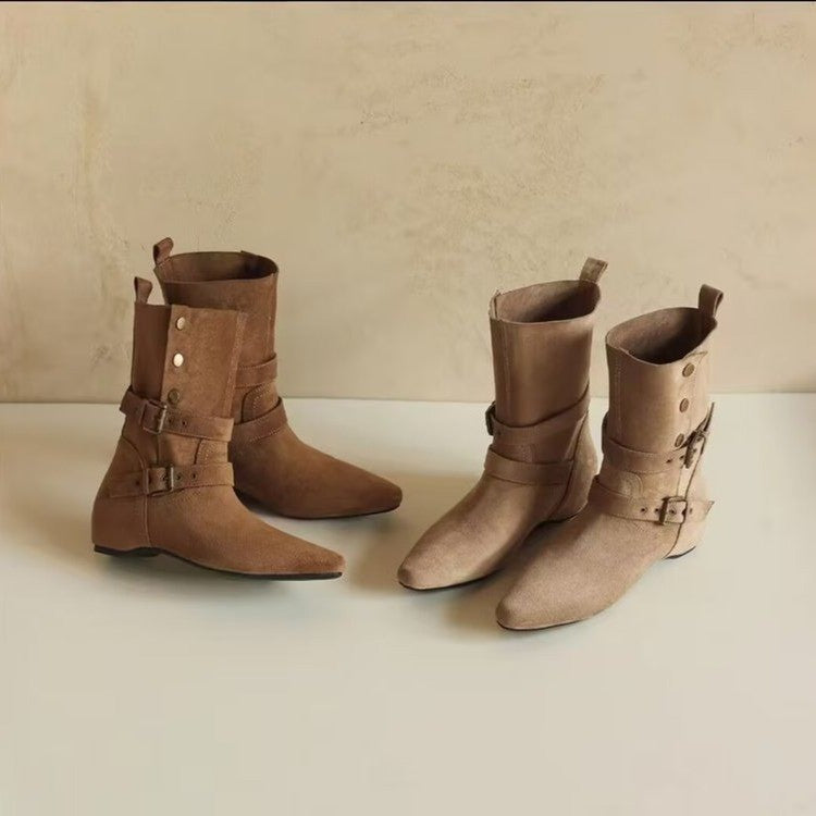 Damen Elegante Ankle-Stiefel mit dekorativen Schnallen Echo Archiv
