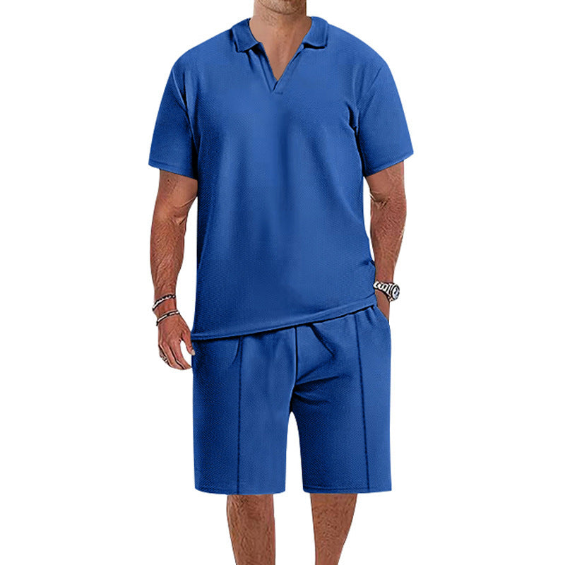 Herren lässiges Polo-Shorts-Set mit atmungsaktiver Struktur Echoarchiv