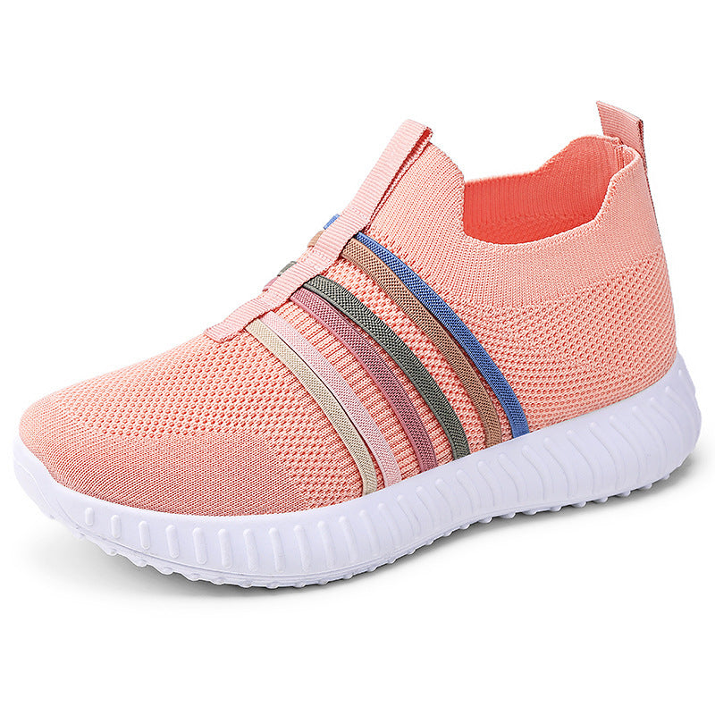 Damen nan leichte gestrickte Schlupfsneaker mit elastischen Zierbändern und stoßdämpfender EVA-Laufsohle Echo Archiv