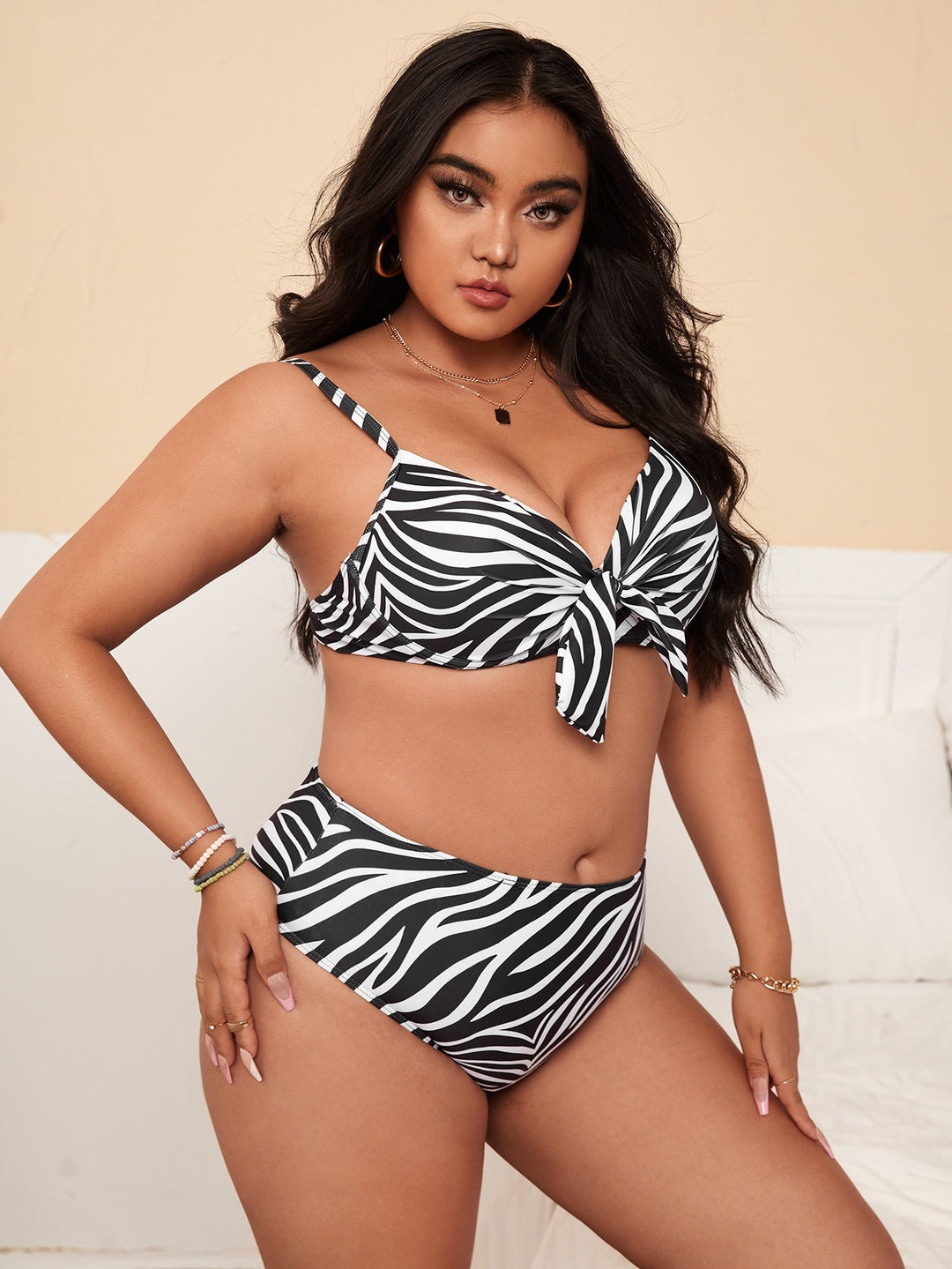 Damen Bikini-Set mit verspieltem Knotendesign und hohem Bund Echo Archiv