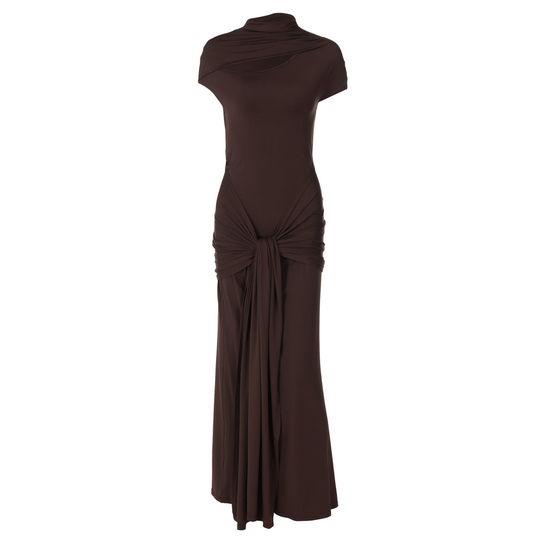 Damen Elegantes Langarm-Maxikleid mit raffiniertem Knotendesign Echo Archiv