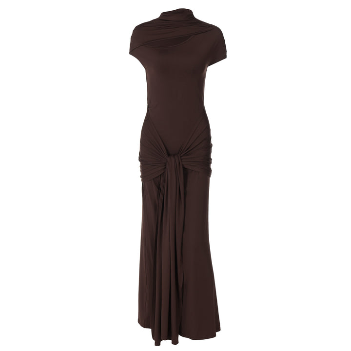 Damen Elegantes Langarm-Maxikleid mit raffiniertem Knotendesign Echo Archiv