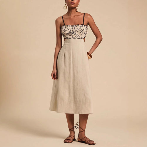 Damen luftiges Maxikleid mit floralem Oberteil Echo Archiv