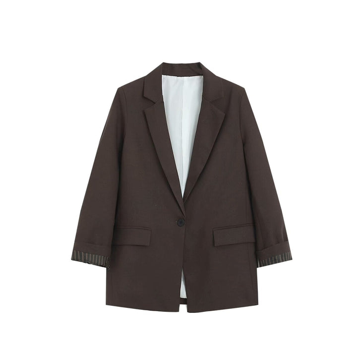 Damen Longline Ein-Knopf-Blazer mit Umschlagärmeln und Pattentaschen Echo Archiv