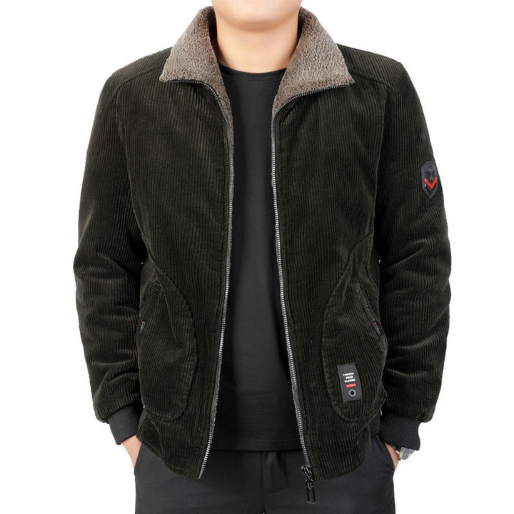 Herren Cord-Blouson mit Sherpa-Kragen, wärmender Teddyfutter-Innenlage und Reißverschluss – Taviero