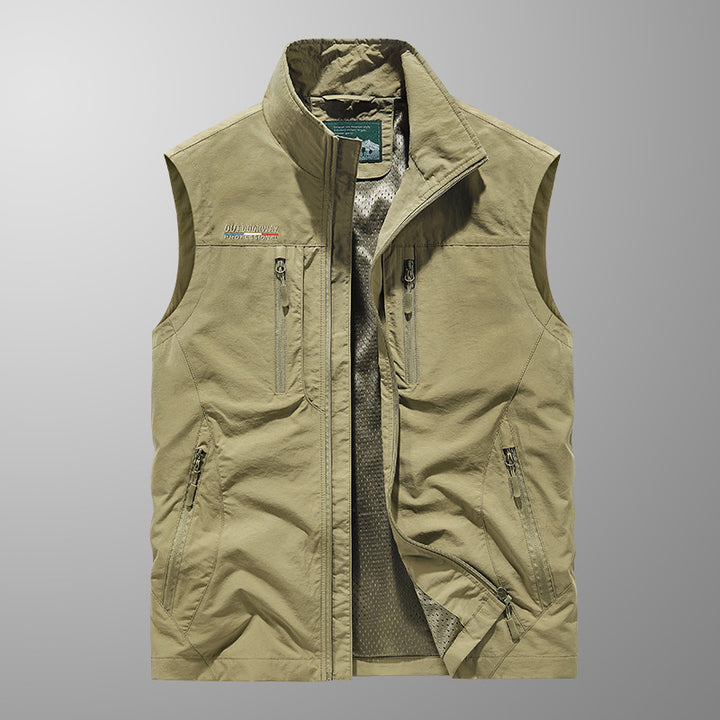 Herren Multifunktionale Outdoor-Utility‑Weste mit Mesh‑Innenfutter und zahlreichen Taschen – Marzano