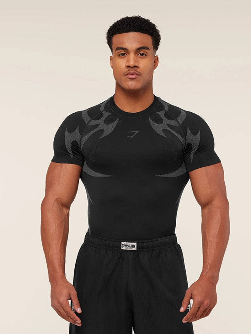 Herren nan nahtloses formgebendes Funktionsshirt mit Kompressionseffekt und ergonomischen Muskelzonen Echo Archiv