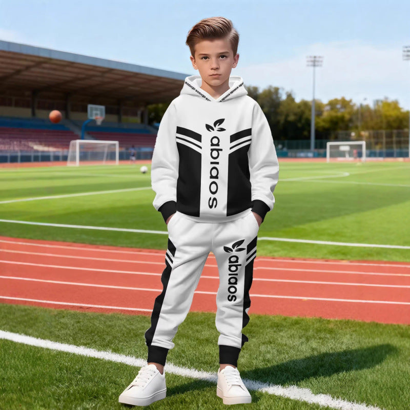 Unisex nan Kinder Jogginganzug mit Kapuzenpullover und detailreichem Auto-Print Echo Archiv