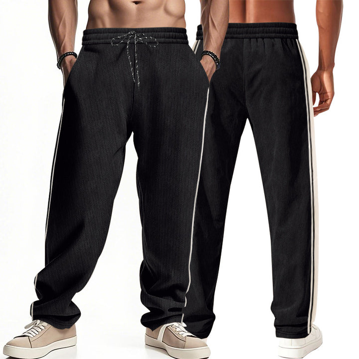 Herren Bequeme Freizeithose mit seitlichen Streifen und elastischem Bund Echoarchiv