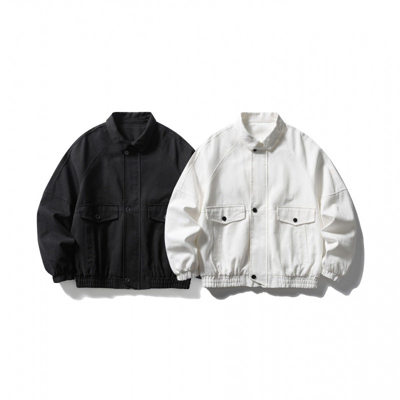 Unisex Kurz geschnittene Boxy-Jacke aus Denim mit Gummizugsaum und Pattentaschen Echo Archiv