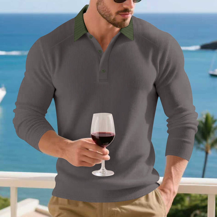 Herren stilvoller Poloshirt mit strukturiertem Design Echoarchiv