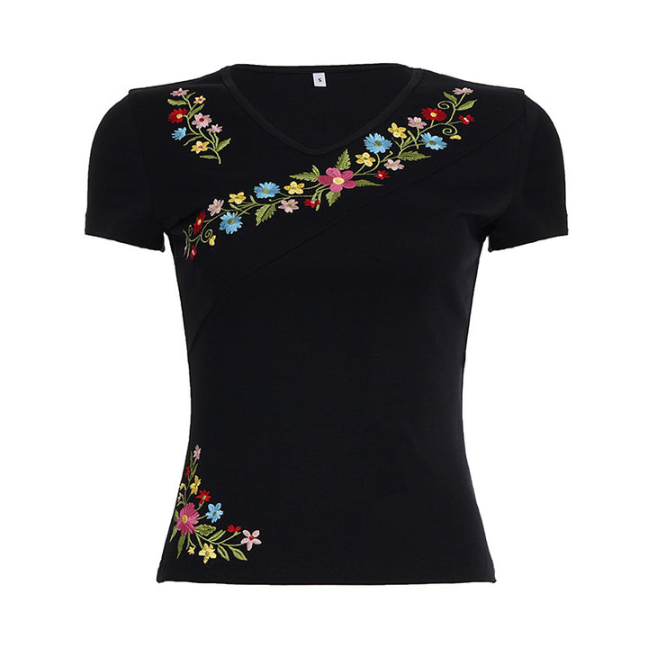 Damenbluse mit floralem Stickdesign und tailliertem Schnitt Echo Archiv
