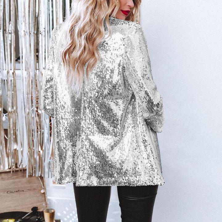 Damen Paillettenjacke mit weitem Schnitt und eleganten Details Echoarchiv