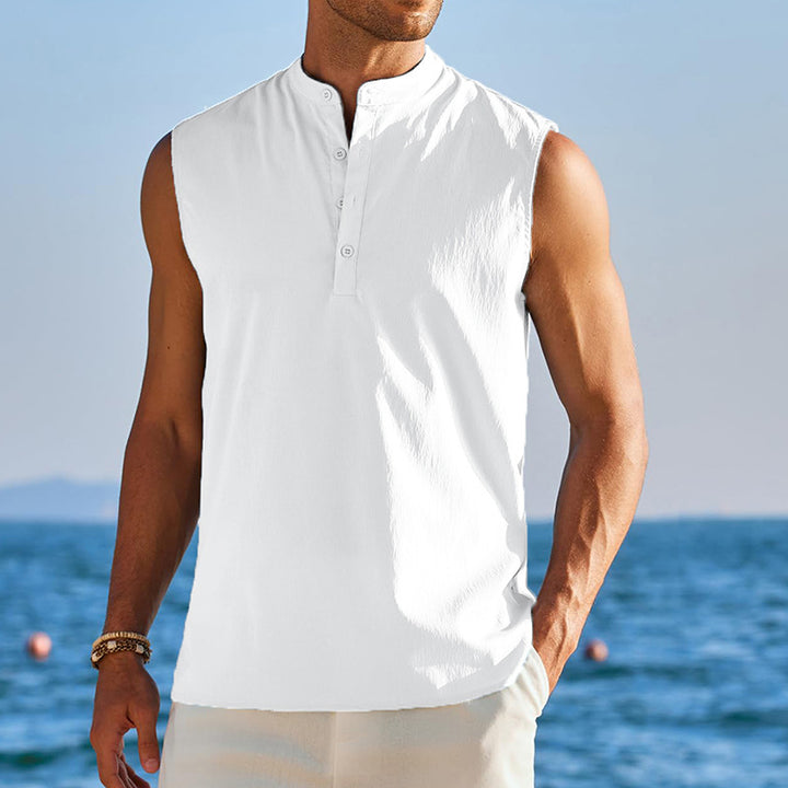 Herren Ärmelloses Henley-Shirt aus atmungsaktivem und leichtem Material Echoarchiv