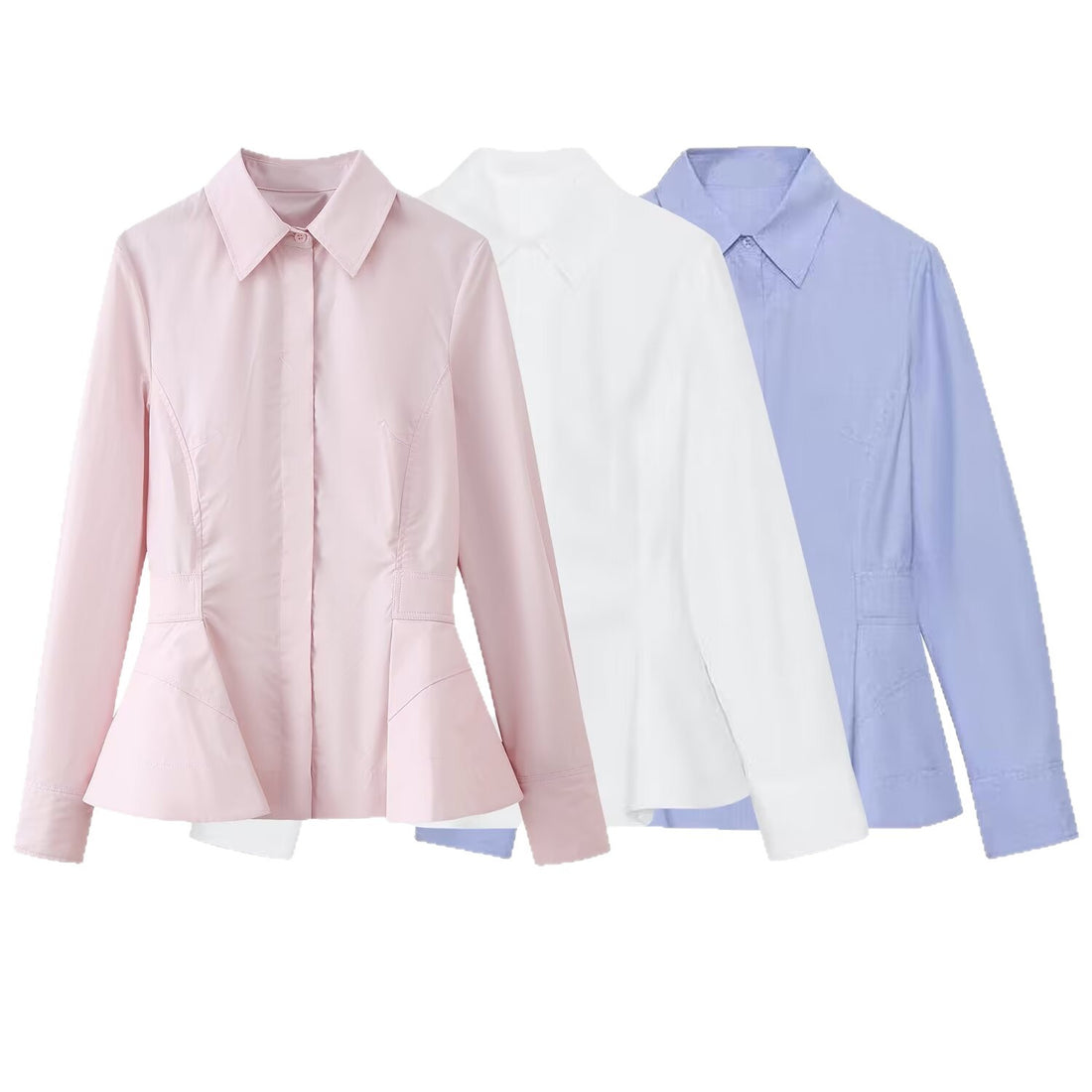 Damen Taillierter Kurzblazer im Peplum‑Schnitt mit Hemdkragen Echoarchiv