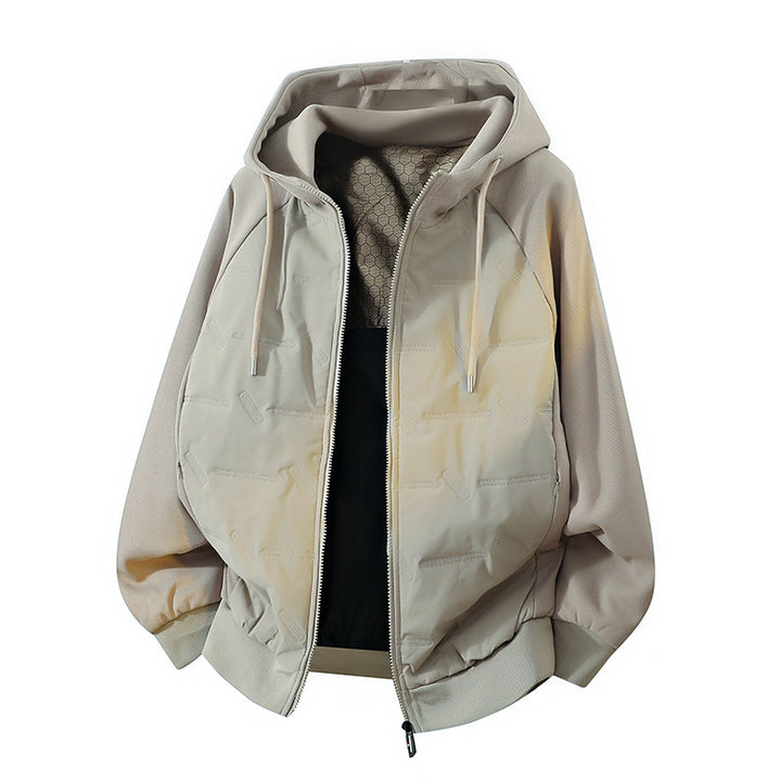Leichte Herren-Hoodie-Jacke mit gestepptem Futter, verstellbarem Kapuzenzug und elastischem Taillenbund – Cavarno
