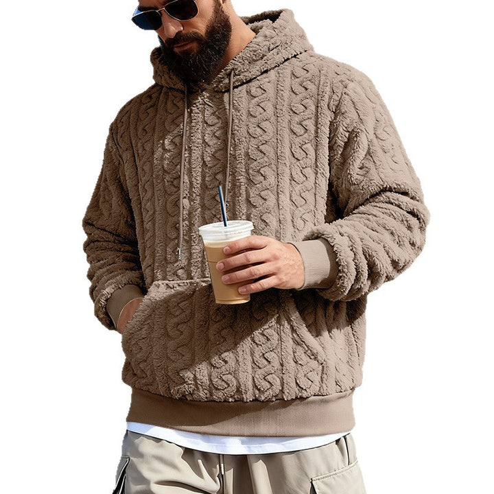 Herren Gefütterter Sherpa‑Hoodie mit Zopfmuster und Kapuze – Cavarno