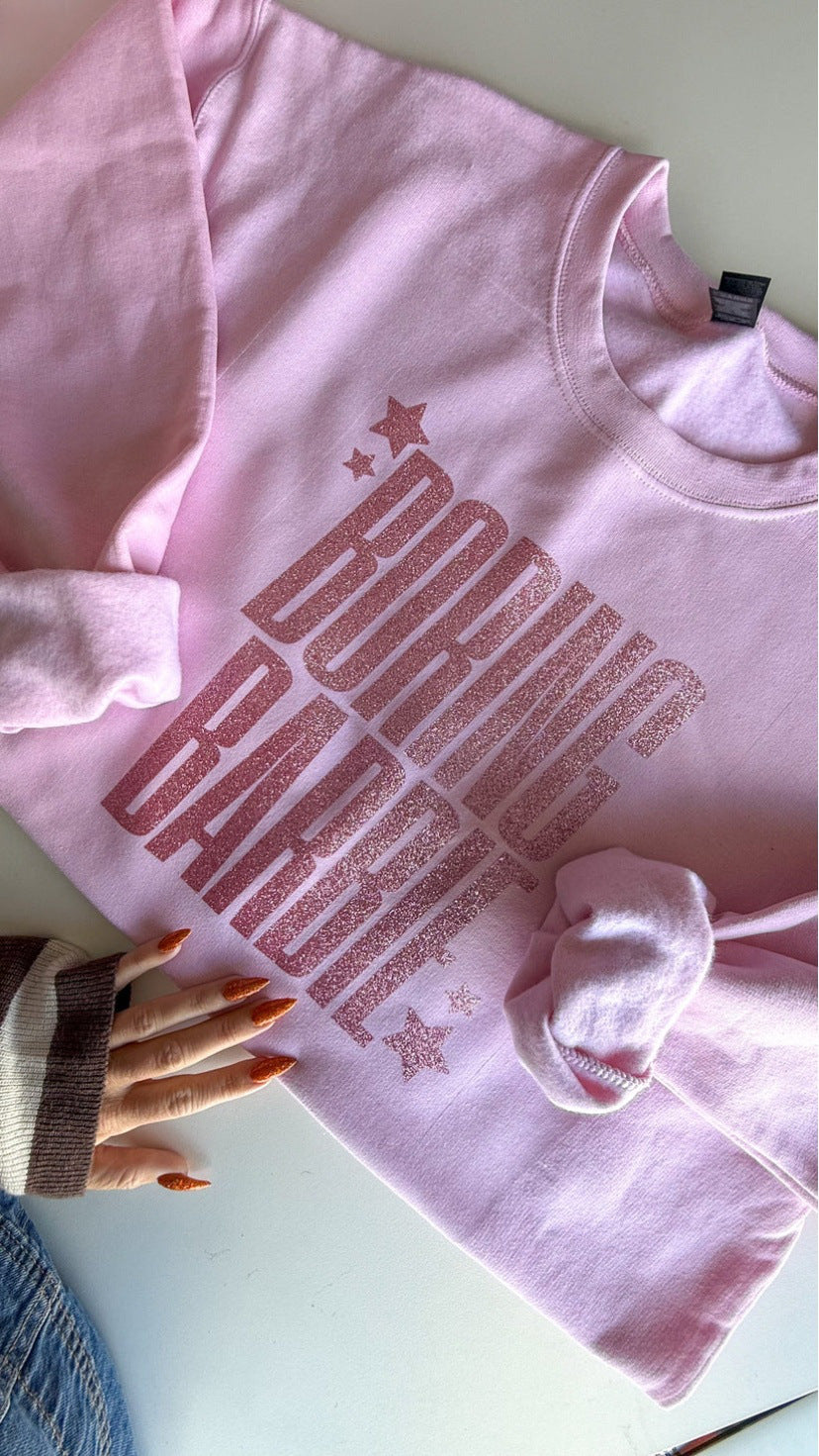 Damen nan glitzerndes Rundhals-Sweatshirt mit Statement-Print und angerauter Innenseite Echo Archiv