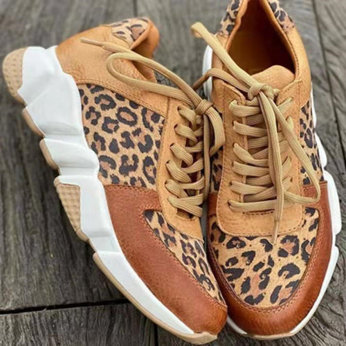 Damen nan sportive Plateau-Sneaker mit Animalprint-Einsätzen, dämpfender EVA-Zwischensohle und gepolstertem Komfortfußbett Echo Archiv