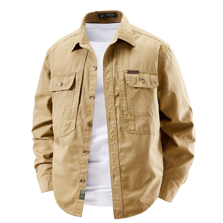 Herren nan robustes Baumwoll-Canvas-Overshirt mit aufgesetzten Klappentaschen, verstärkten Nähten und entspannter Passform Echo Archiv