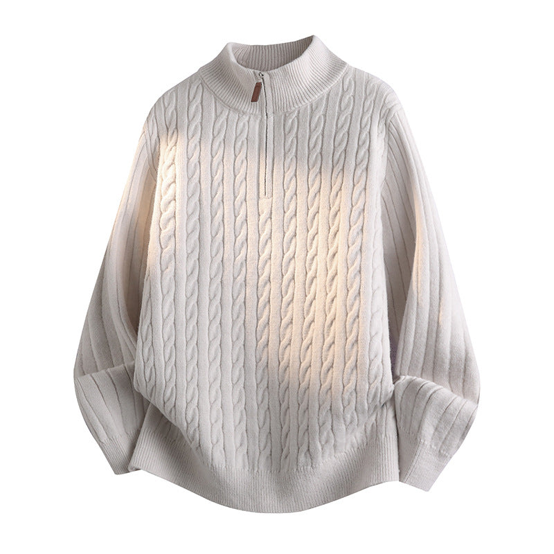 Damen Modischer Strickpullover mit Stehkragen und Reißverschluss Echo Archiv