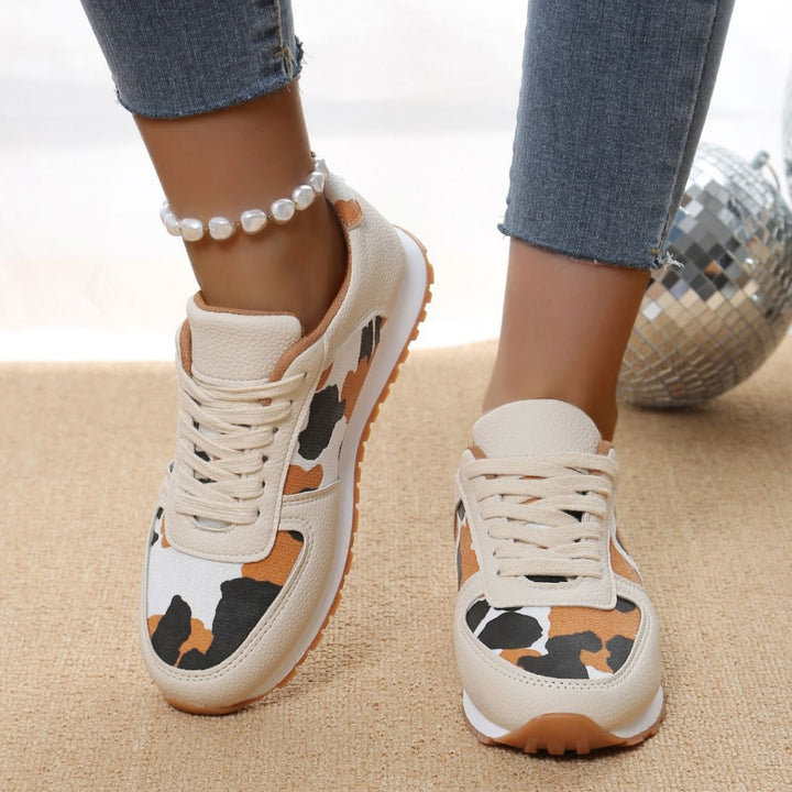 Damen sportliche Leoparden-Print Retro-Sneaker mit gepolstertem Komfortfußbett und profilierter Gummisohle Echo Archiv