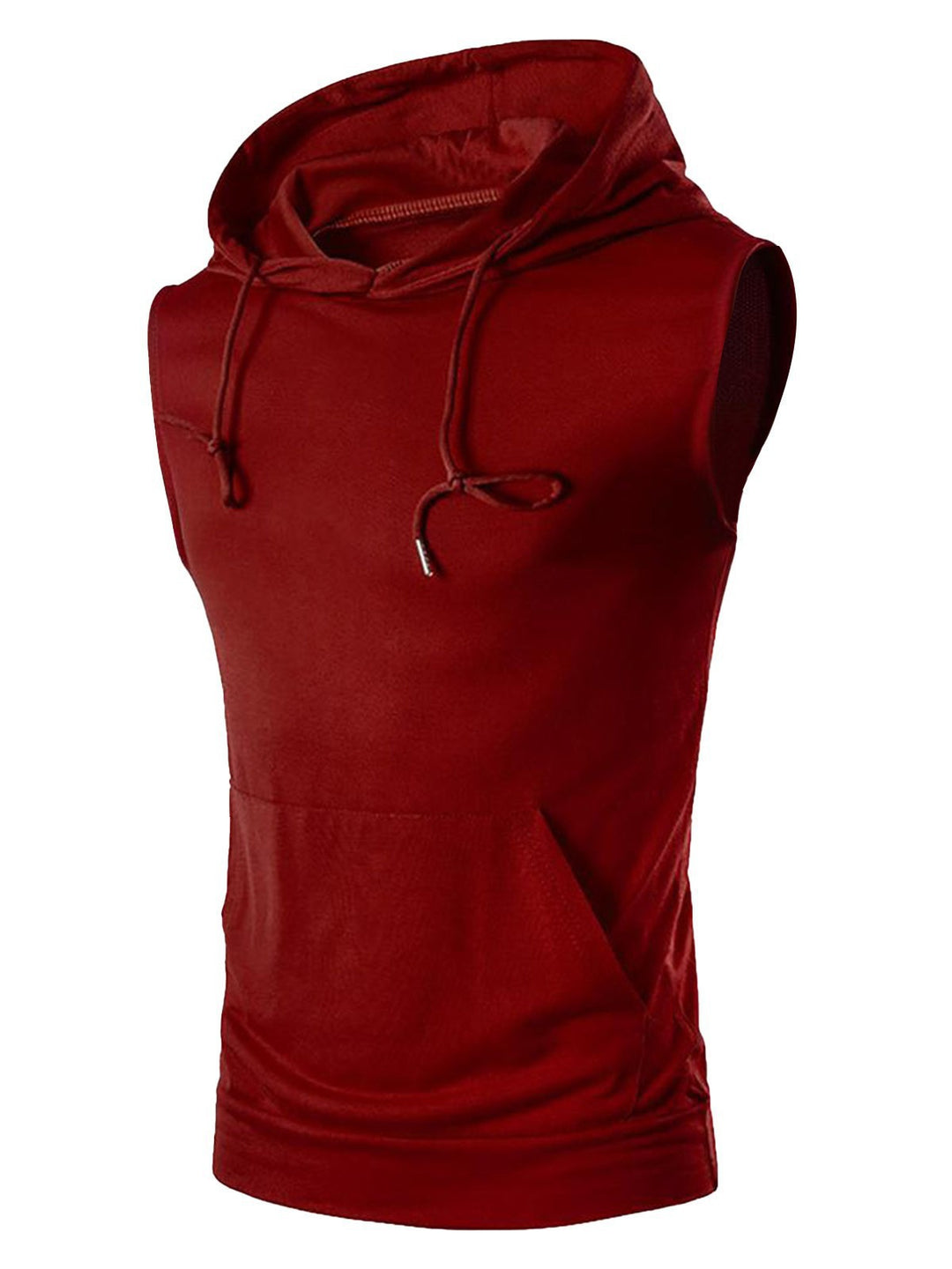 Herren ärmelloses Kapuzenshirt mit geräumiger Kängurutasche und atmungsaktiven Materialien Echoarchiv