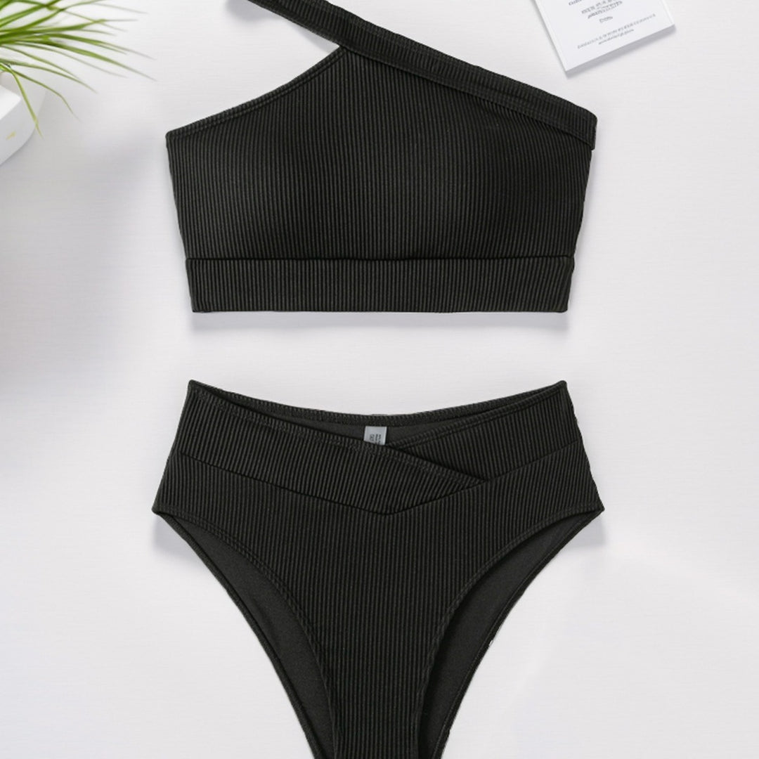 Damen Sport-Bikini mit asymmetrischem Oberteil und hohem Bund Echo Archiv