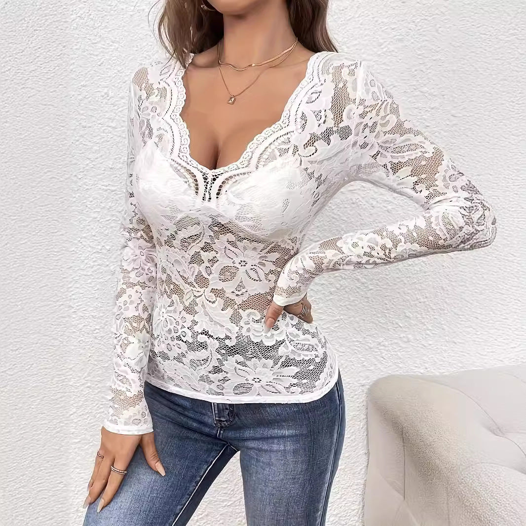 Damen nan figurbetontes Spitzen-Corsagenoberteil mit V-Ausschnitt und eingearbeitetem Bustier Echo Archiv