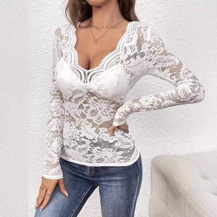 Damen nan figurbetontes Spitzen-Corsagenoberteil mit V-Ausschnitt und eingearbeitetem Bustier Echo Archiv