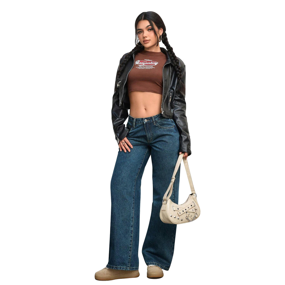 Damen Hochtaillierte weite Vintage-Denim Hose Echo Archiv